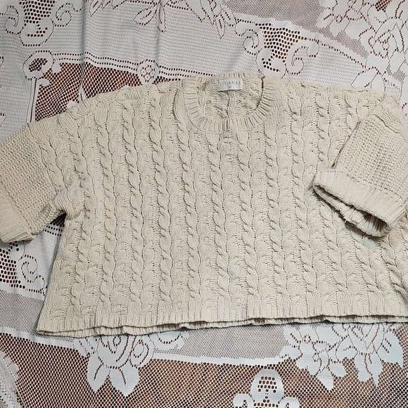 juliana's Sweaters - Juliana's Boutique Cream Crew Neck Oversized Cable Knit Sweater